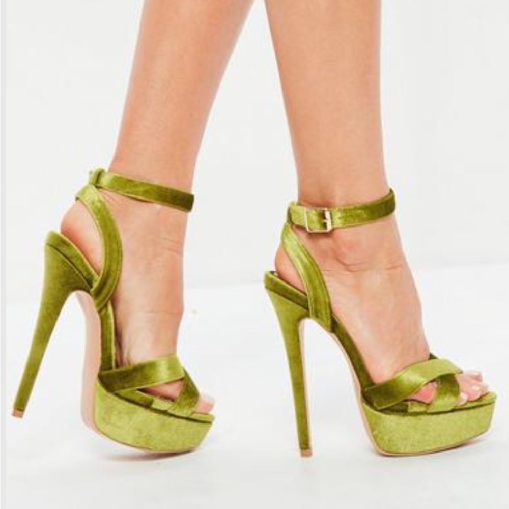 Velvet Pea Green Platforms